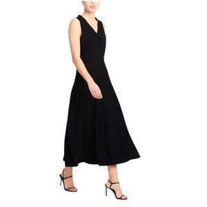 Fortune & Ivy Eladia Black Midi Dress – Sleeveless V-Neck Stretch